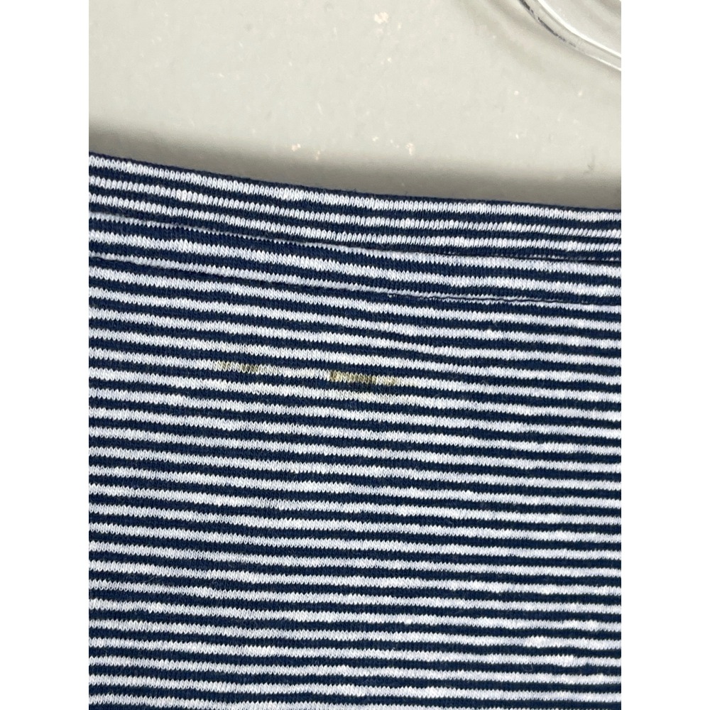 J.Crew Stretch Linen Blend Stripe V-Neck Tee Navy White Women's Medium - Picture 3 of 9